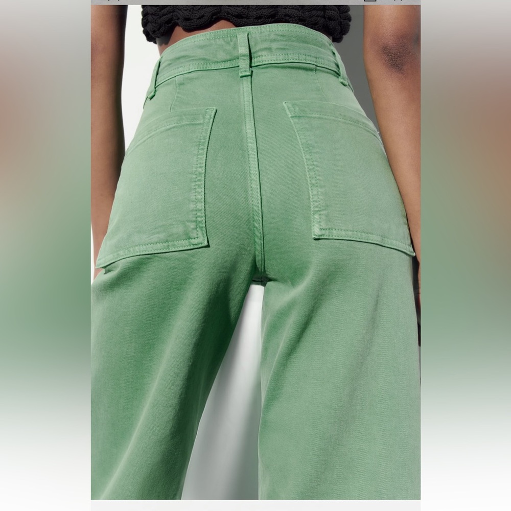 Zara Green Wide-Leg Jeans - Picture 4 of 6